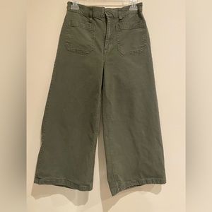J. Crew Point Sur Army Green Wide Leg Crop Pants